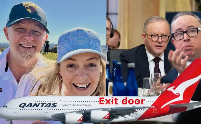 Anthony Albanese with Jodie Haydon Insta - QANTAS