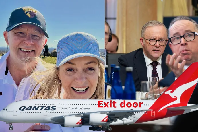 Anthony Albanese with Jodie Haydon Insta - QANTAS